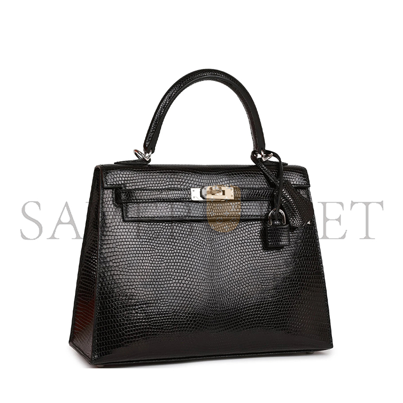 H**mes master kelly 25 black lizard palladium hardware (25*17*7cm)